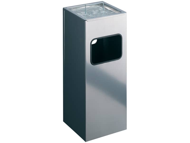 Posacenere Durable a colonna acciaio con sabbia e cestino base quadrata H 62 x Ø 25 cm argento metallizzato - 333123