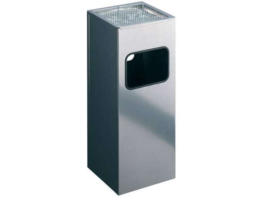 Posacenere Durable a colonna acciaio con sabbia e cestino base quadrata H 62 x Ø 25 cm argento metallizzato - 333123
