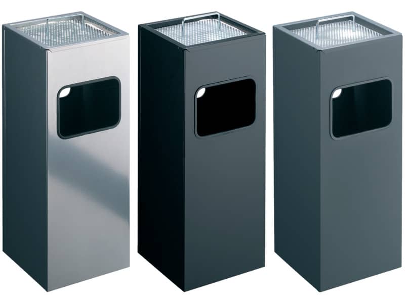 Posacenere Durable a colonna acciaio con sabbia e cestino base quadrata H 62 x Ø 25 cm argento metallizzato - 333123