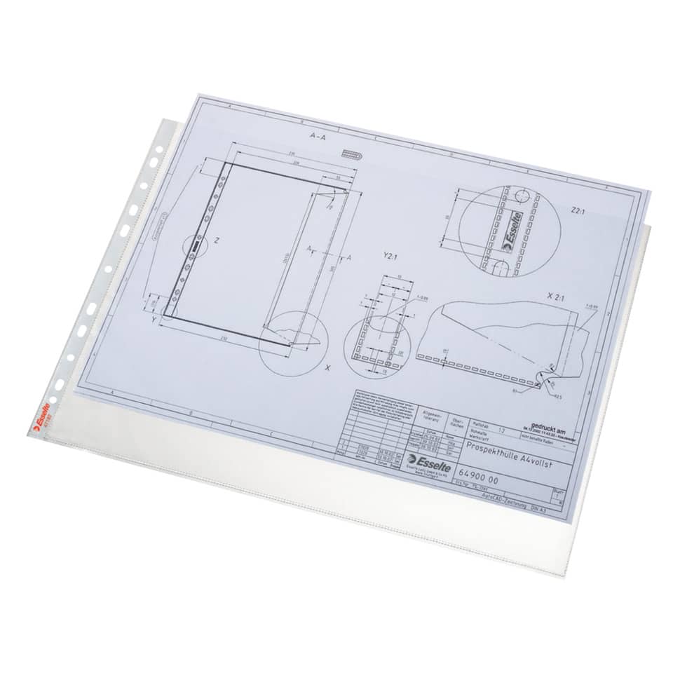 Buste a perforazione universale Esselte DELUXE goffrate antiriflesso trasparente 42x30 cm  conf.50 - 55230