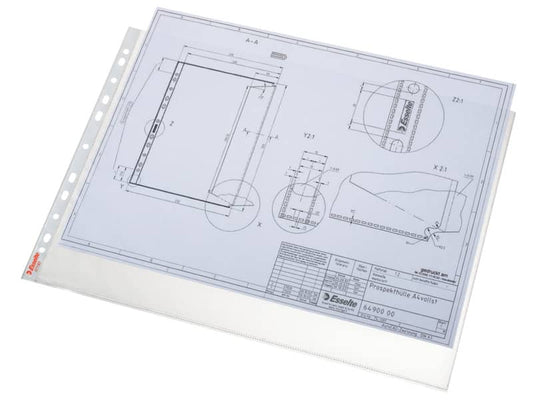 Buste a perforazione universale Esselte DELUXE goffrate antiriflesso trasparente 42x30 cm  conf.50 - 55230