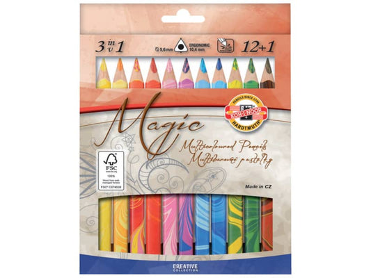 Astuccio matite multicolore KOH-I-NOOR legno di cedro 12 colori 12 matite + 1 blender - H3408013