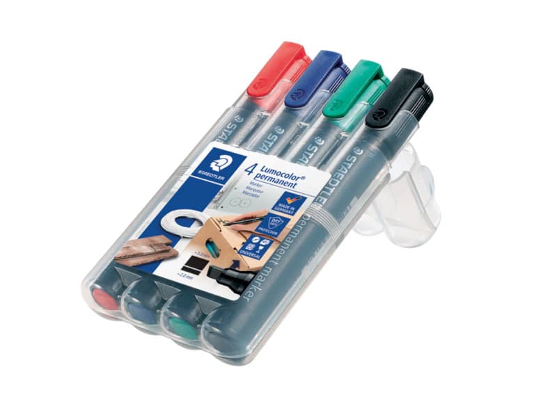 Marcatori punta a scalpello Staedtler Lumocolor permanent marker 350 astuccio da 4 pezzi - 350 WP4
