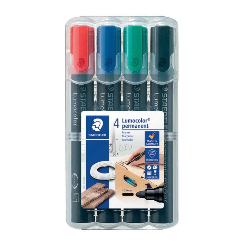 Marcatori permanente punta tonda Staedtler Lumocolor permanent marker 352 assortiti  astuccio da 4 pezzi - 352 WP4