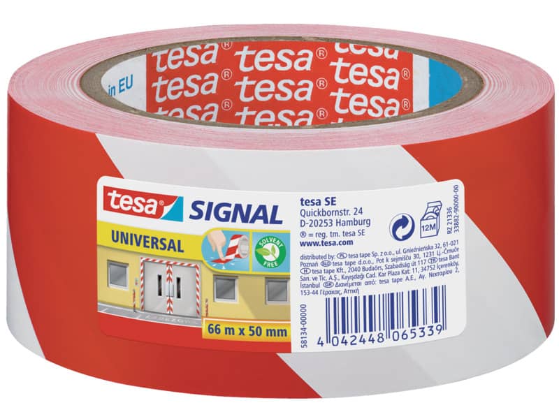 Nastro segnaletico tesa Signal Universale OPP adesivo acrilico 50mm x 66m rosso-bianco - 58134-00000-00