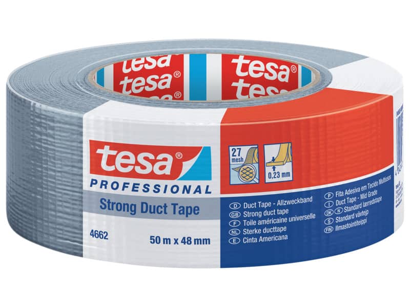 Nastro isolante tesa duct 4662 in tessuto plastificato trasparente 27 mesh 48 mm x 50 m grigio - 04662-00086-02
