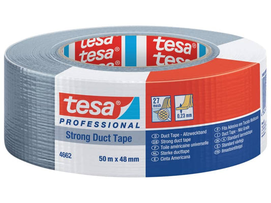 Nastro isolante tesa duct 4662 in tessuto plastificato trasparente 27 mesh 48 mm x 50 m grigio - 04662-00086-02