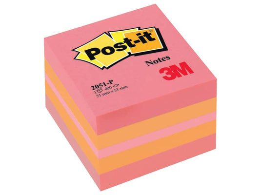 Foglietti riposizionabili colorati Post-it® Notes Minicubo 51x51 mm rosa 400 ff - 2051-P