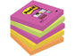 Foglietti riposizionabili Post-it® Super Sticky Cape Town 76x76 mm assortiti conf. 5 blocchetti da 90 ff - 654S-N