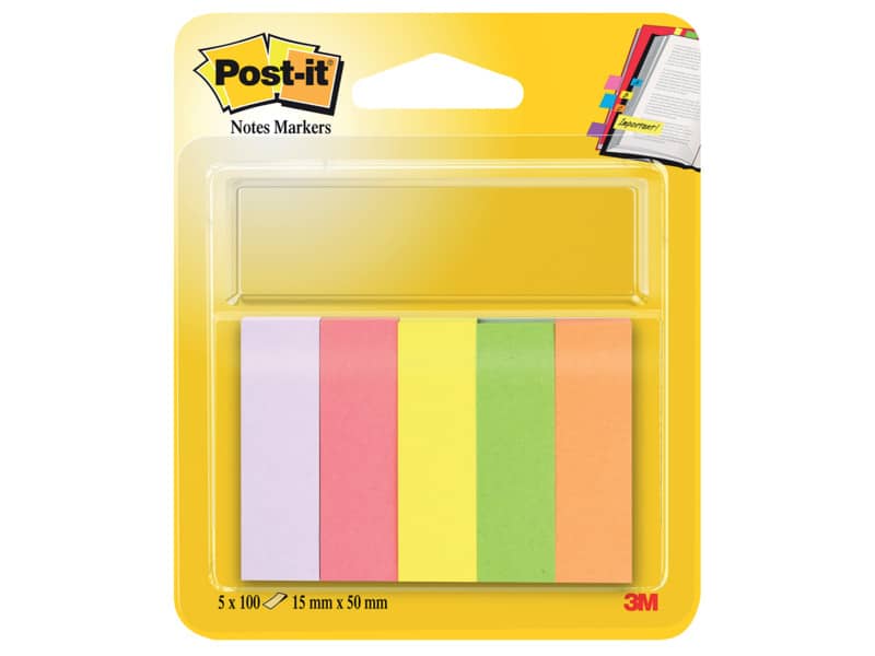 Segnapagina removibili in carta Post-it® Notes Markers neon assortiti 5 blocchetti da 100 fogli - 670-5