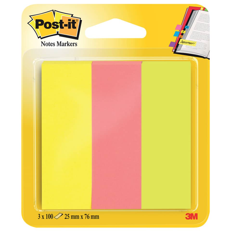 Segnapagina removibili in carta Post-it® Index Mini neon assortiti Confezione da 3x100 - 671-3