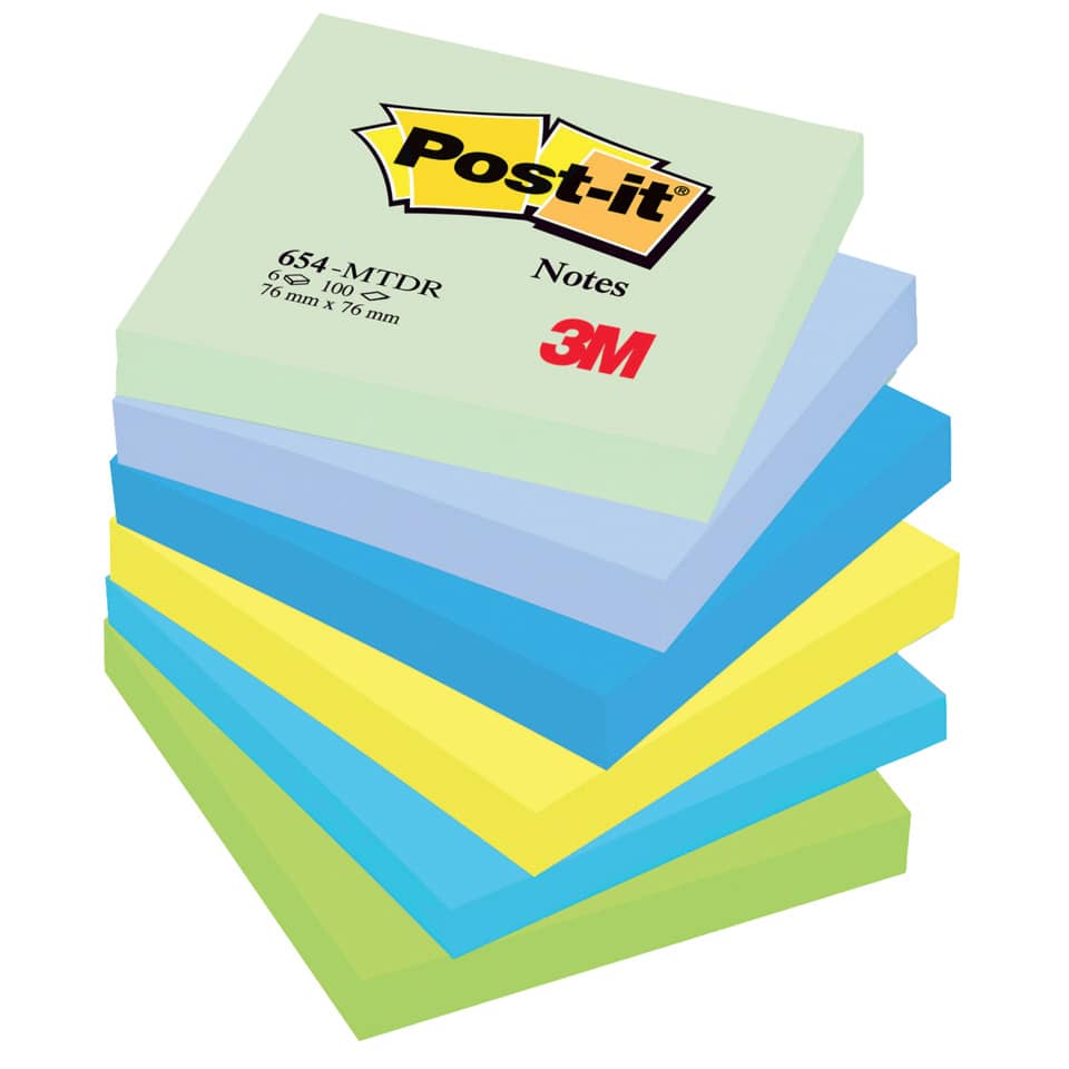 Foglietti riposizionabili Post-it® Notes Dream 76x76 mm neon assortiti conf. 6 bloc. da 100 ff - 654-MTDR