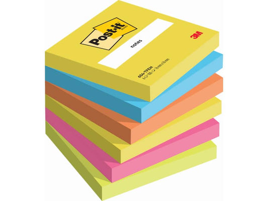 Foglietti riposizionabili Post-it® Notes Energy 76x76 mm neon assortiti conf. 6 bloc. da 100 ff - 654-TFEN