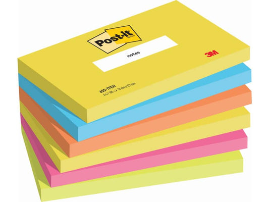 Foglietti riposizionabili Post-it® Notes Energy 76x127 mm neon assortiti conf. 6 blocchetti da 100 ff - 655-TFEN