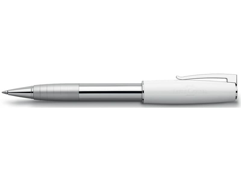 Penna Roller Faber-Castell Loom Piano M finiture in resina lucida bianca in elegante confezione regalo - 149275