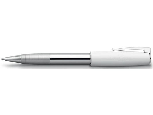 Penna Roller Faber-Castell Loom Piano M finiture in resina lucida bianca in elegante confezione regalo - 149275