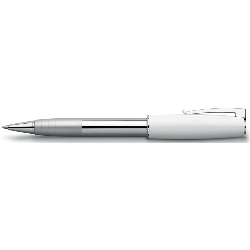 Penna Roller Faber-Castell Loom Piano M finiture in resina lucida bianca in elegante confezione regalo - 149275