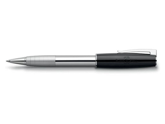 Penna Roller Faber-Castell Loom Piano M finiture in resina lucida nera in elegante confezione regalo - 149255