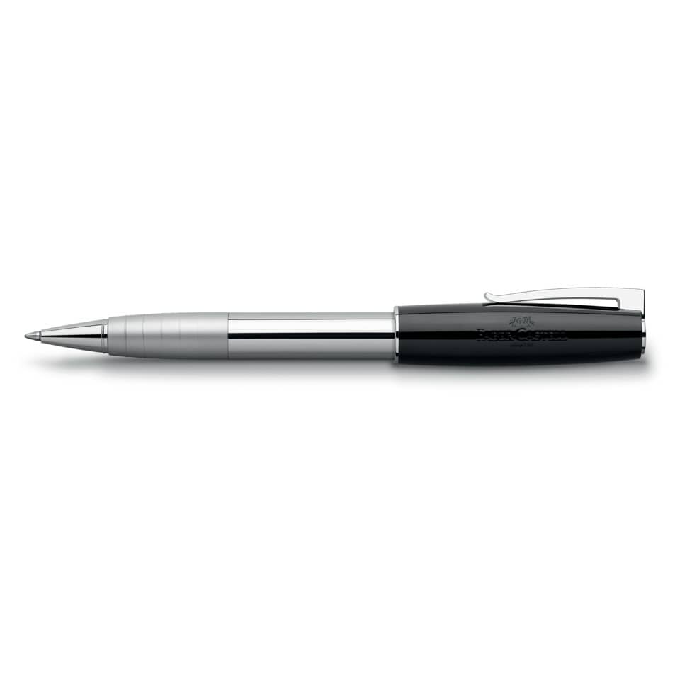 Penna Roller Faber-Castell Loom Piano M finiture in resina lucida nera in elegante confezione regalo - 149255