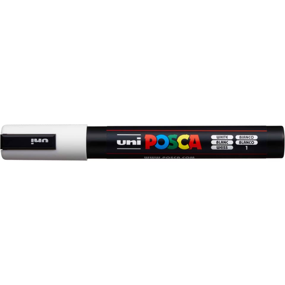Marcatore a tempera POSCA Uni-Ball punta tonda 1,8-2,5 mm bianco M PC5M BI