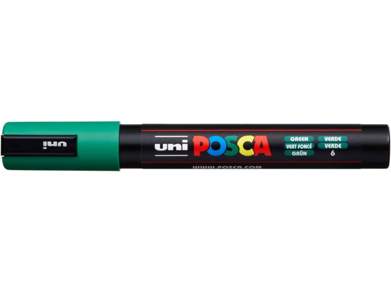 Marcatore a tempera POSCA Uni-Ball punta tonda 1,8-2,5 mm verde M PC5M V