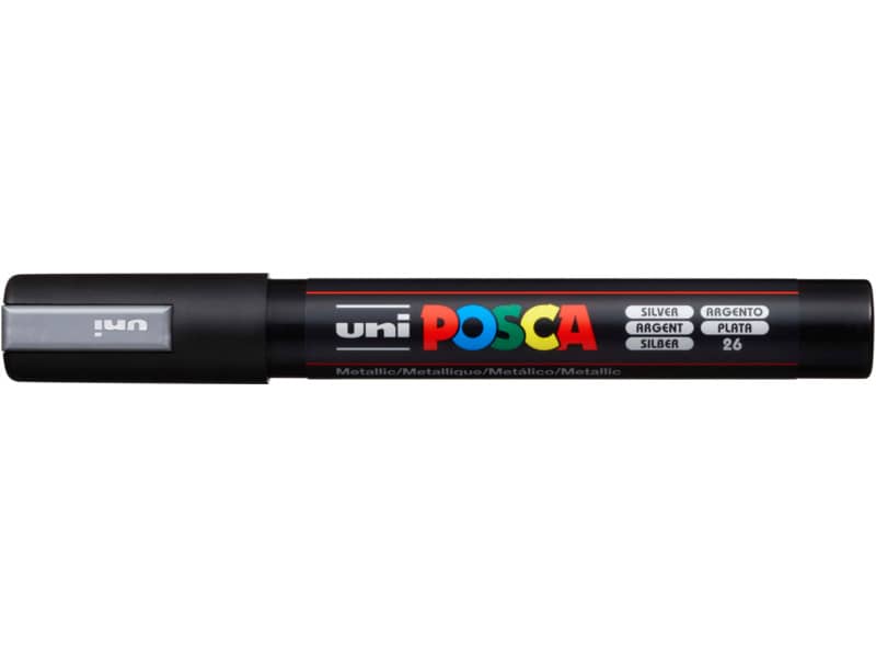 Marcatore a tempera POSCA Uni-Ball punta tonda 1,8-2,5 mm argento M PC5M ARG