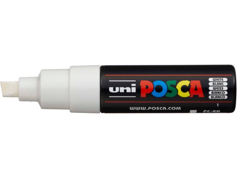 Marcatore a tempera POSCA Uni-Ball punta a scalpello 8 mm bianco M PC8K BI