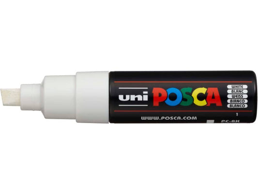 Marcatore a tempera POSCA Uni-Ball punta a scalpello 8 mm bianco M PC8K BI