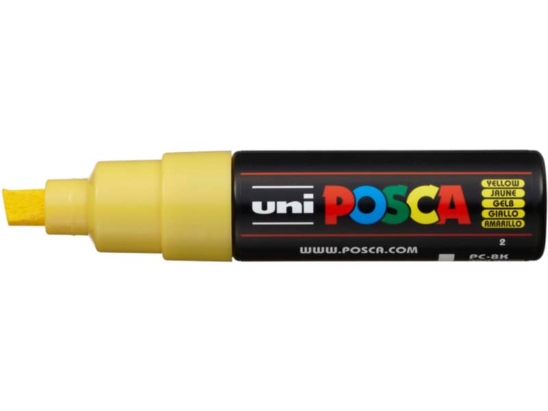 Marcatore a tempera POSCA Uni-Ball punta a scalpello 8 mm giallo M PC8K G