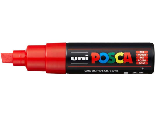 Marcatore a tempera POSCA Uni-Ball punta a scalpello 8 mm rosso M PC8K R