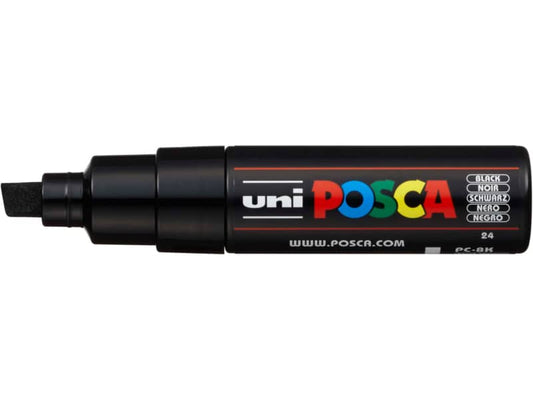 Marcatore a tempera POSCA Uni-Ball punta a scalpello 8 mm nero M PC8K N