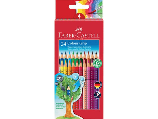 Matite colorate Faber-Castell Colour Grip assortiti astuccio di cartone da 24 - 112470