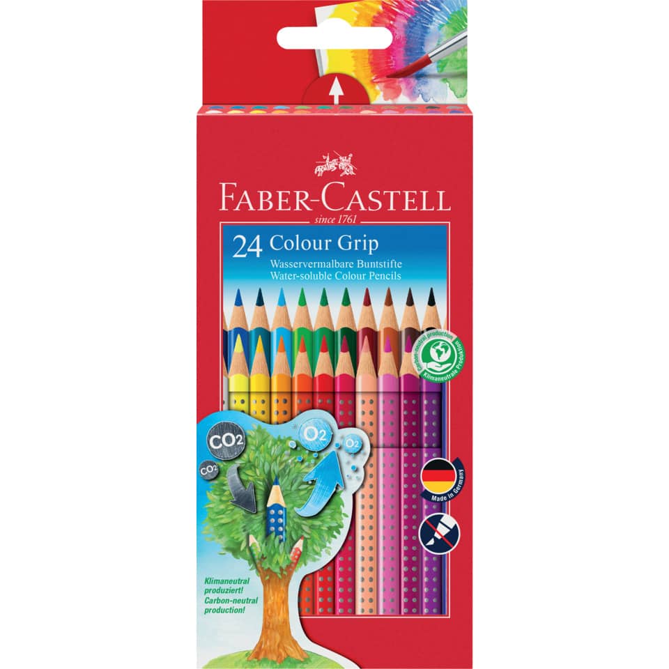 Matite colorate Faber-Castell Colour Grip  assortiti astuccio di cartone da 24 - 112470
