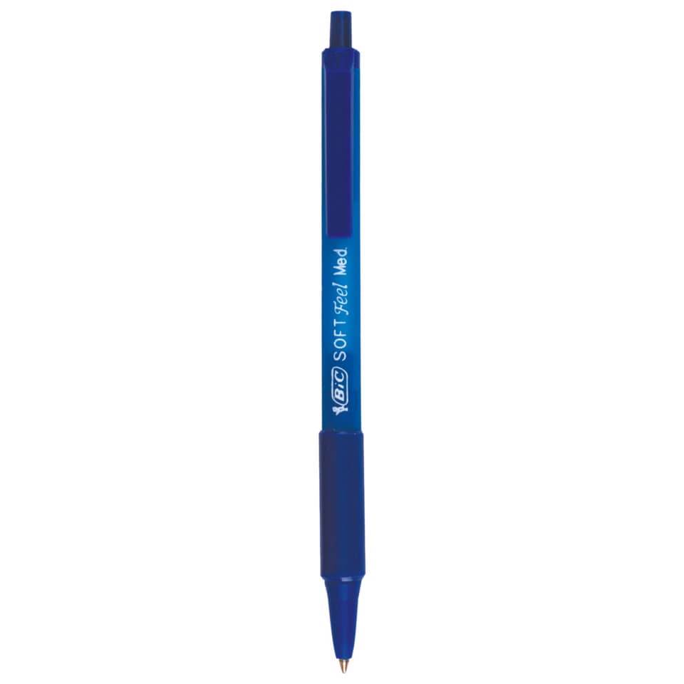 Penna a sfera a scatto BIC SoftFeel Clic Grip M 1 mm blu Conf. 12 pezzi - 837398