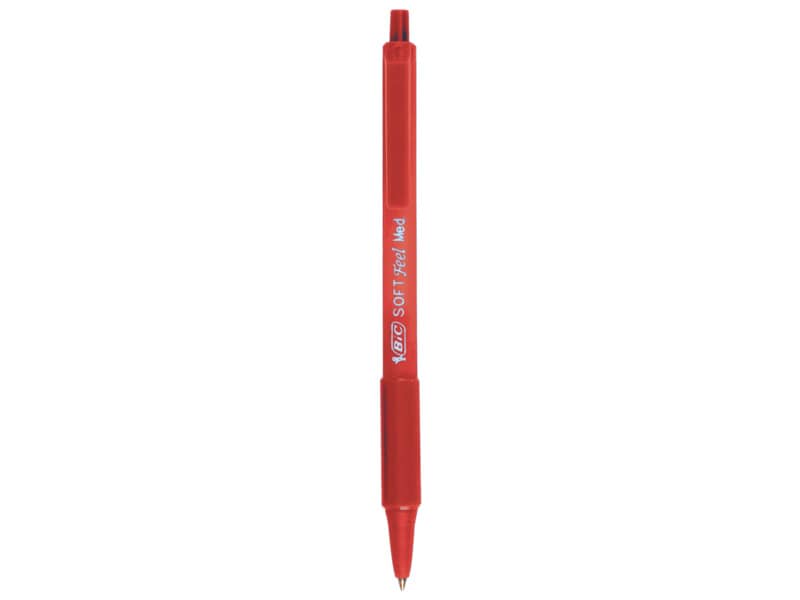 Penna a sfera a scatto BIC SoftFeel Clic Grip M 1 mm rosso Conf. 12 pezzi - 837399