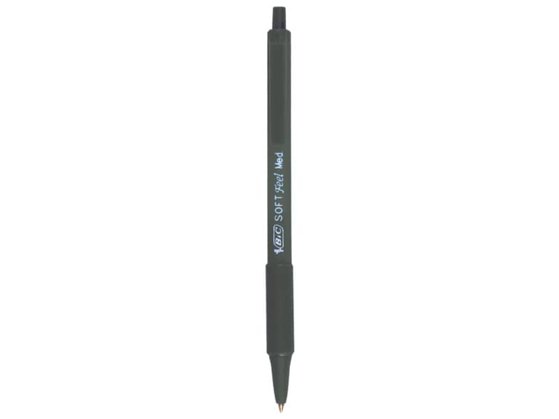 Penna a sfera a scatto BIC SoftFeel Clic Grip M 1 mm nero Conf. 12 pezzi - 837397