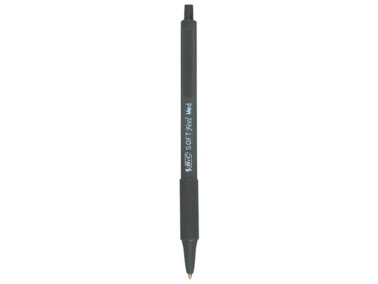 Penna a sfera a scatto BIC SoftFeel Clic Grip M 1 mm nero Conf. 12 pezzi - 837397