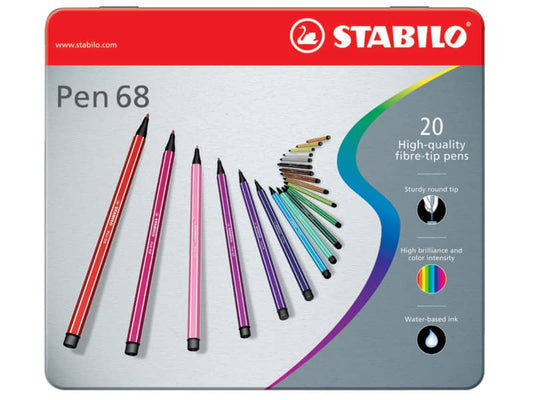 Pennarelli Stabilo Pen 68 1 mm scatola di metallo assortiti Conf. 20 pezzi - 6820-6