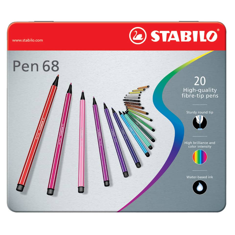 Pennarelli Stabilo Pen 68 1 mm scatola di metallo assortiti Conf. 20 pezzi - 6820-6