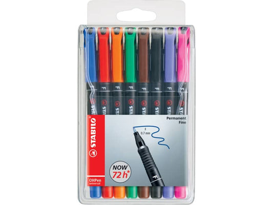 Penne Stabilo OHPen universal Fine (F) 0,7 mm assortiti astuccio da 8 - 842/8