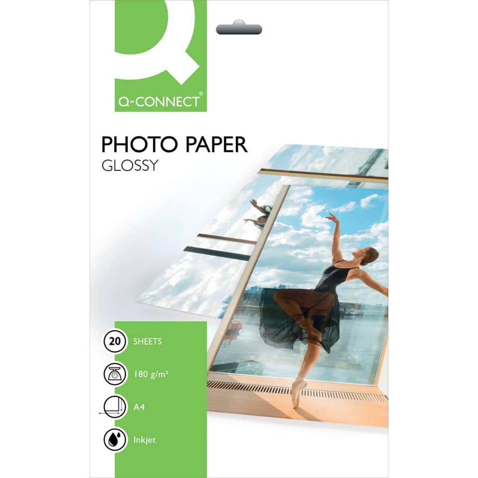 Carta fotografica Inkjet Q-Connect A4 bianco 180 g/m² lucida conf. da 20 - KF01103