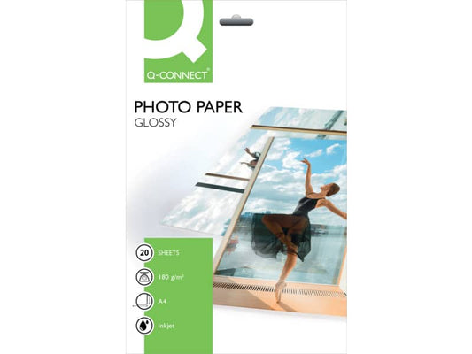 Carta fotografica Inkjet Q-Connect A4 bianco 180 g/m² lucida conf. da 20 - KF01103