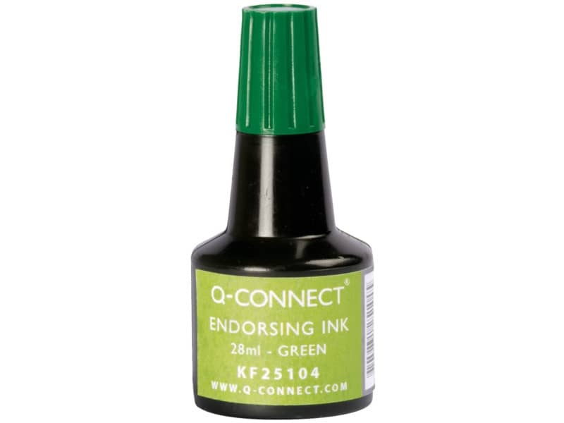 Inchiostro per timbri Q-Connect senza olio 28 ml verde KF25104