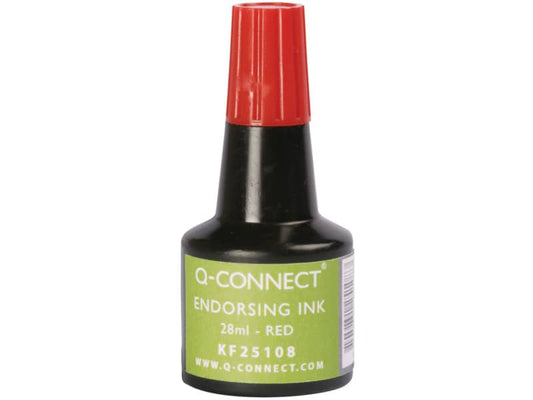 Inchiostro per timbri Q-Connect senza olio 28 ml rosso KF25108