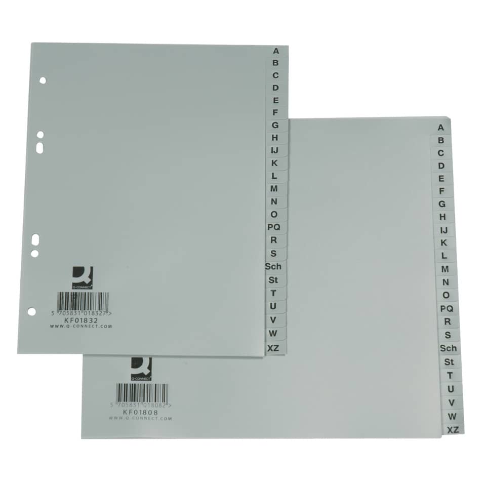 Divisori alfabetici Q-Connect A-Z metà altezza 23x21 cm grigio 24 pagine KF01808