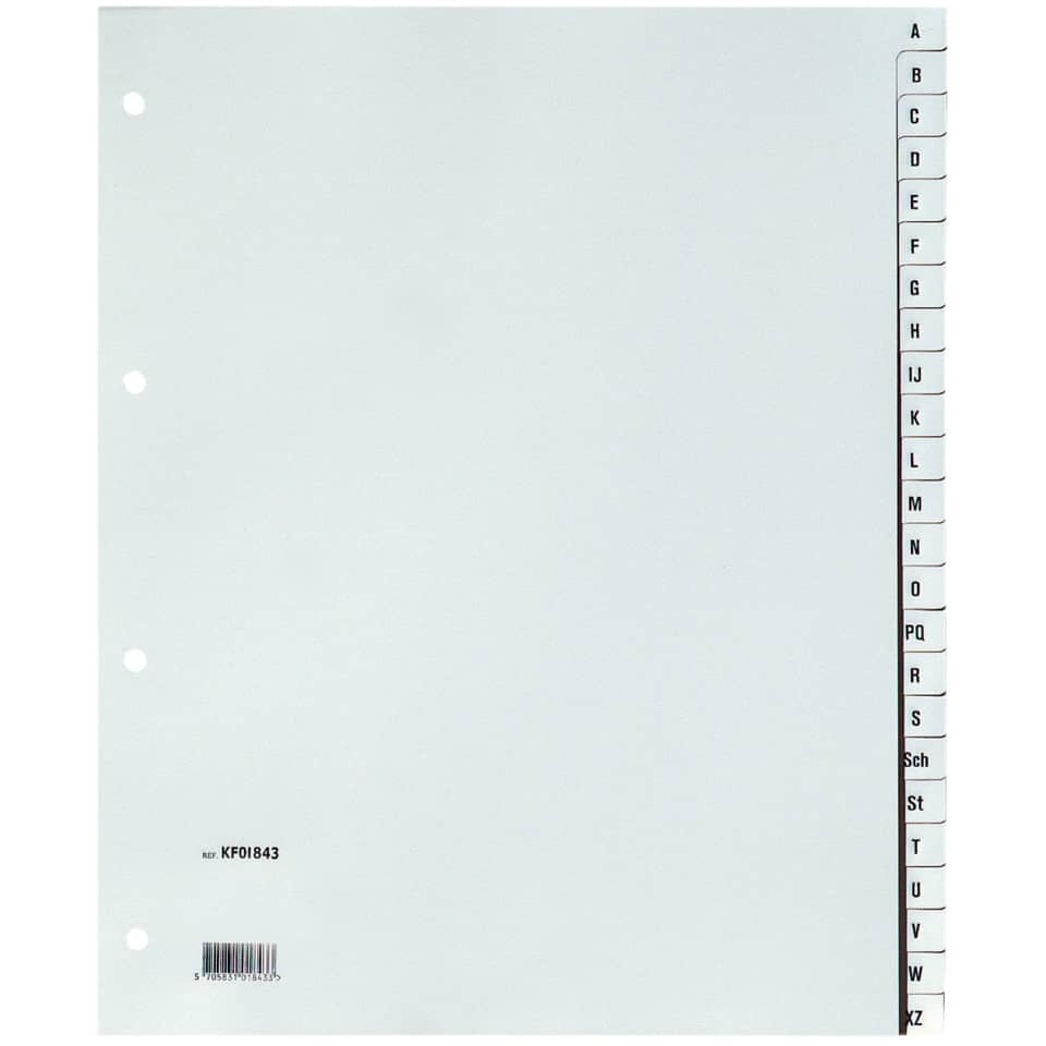 Divisori alfabetici Q-Connect A-Z 24,5x29,7 cm grigio 24 pagine KF01843