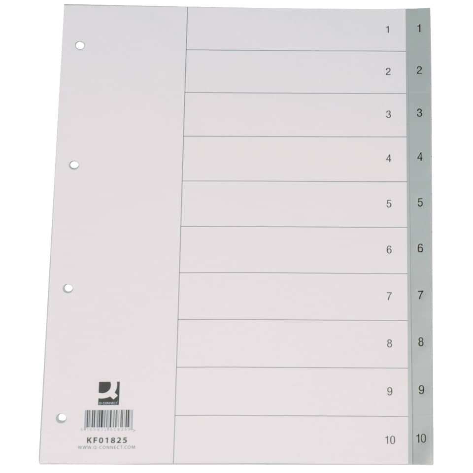 Divisore numerico Q-Connect grigio 22,5x29,7 cm ppl 1-10 KF01825