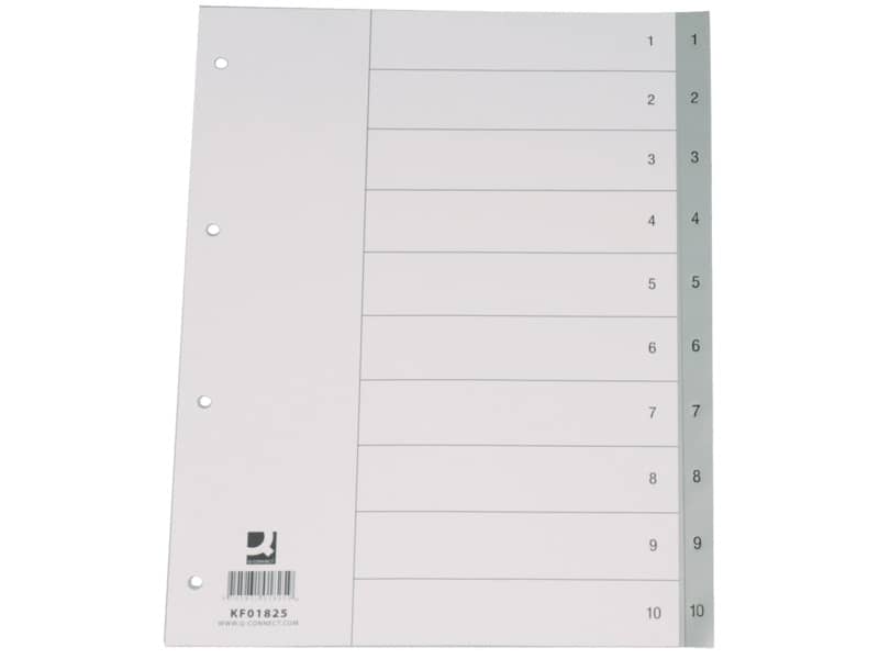 Divisore numerico Q-Connect grigio 22,5x29,7 cm ppl 1-10 KF01825