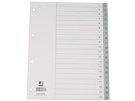 Divisore numerico Q-Connect grigio 22,5x29,7 cm ppl 1-20 KF01828