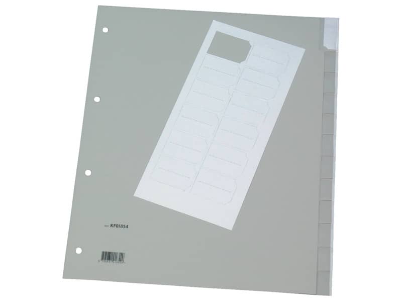 Divisore personalizzabile Q-Connect grigio 24,5x29,7 cm ppl 12 pagine KF01854